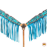W. H. Breast Collar American Leather Hand Carved Turquoise by Hilason – Cowboy and equestrian accessories