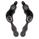 W. Leather Spur Straps Hilason Black With Concho by Hilason – Cowboy and equestrian accessories