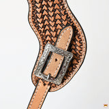 Western Leather Spur Straps Hilason Tan Basket Weaving