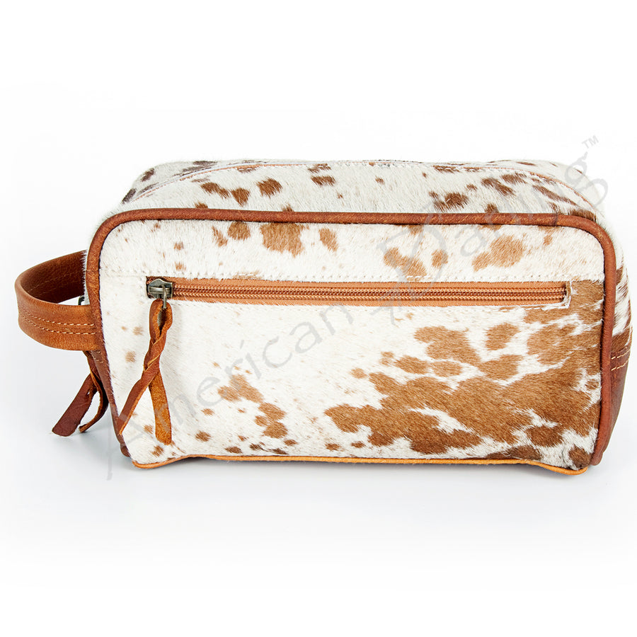 American Darling Toiletry Bag Handcrafted from Hair-On Cowhide and Genuine Leather with YKK Zipper and Large Capacity