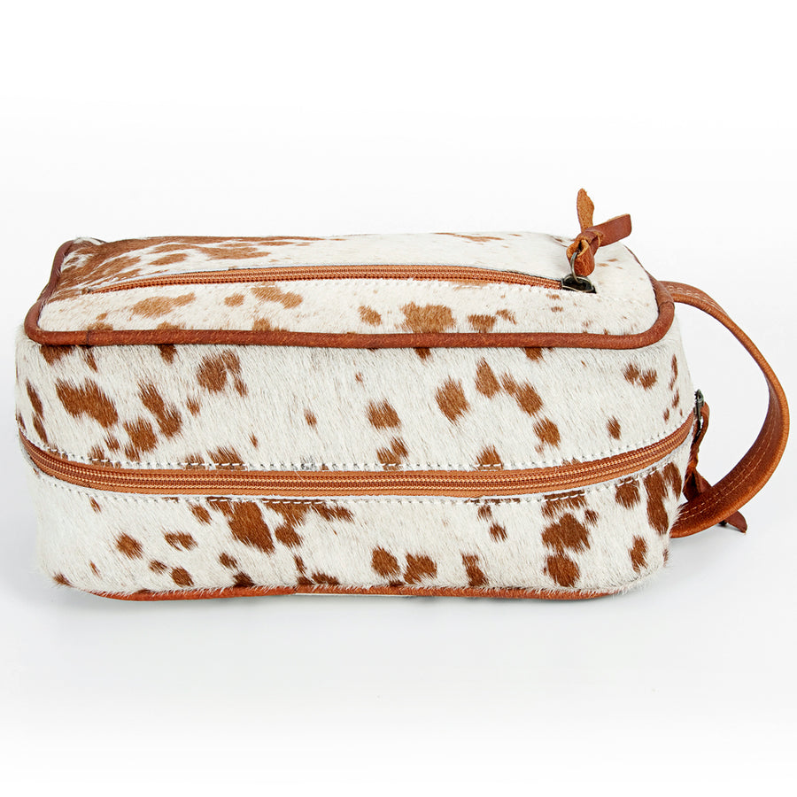 American Darling Toiletry Bag Handcrafted from Hair-On Cowhide and Genuine Leather with YKK Zipper and Large Capacity