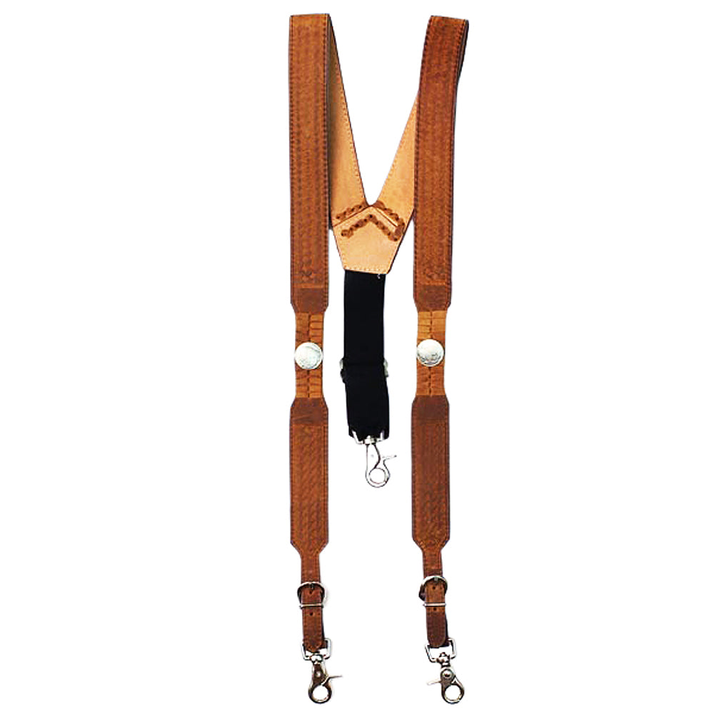 Medium Nocona Belt [Mens Buffalo Nickel Basket Leather Suspender Brown
