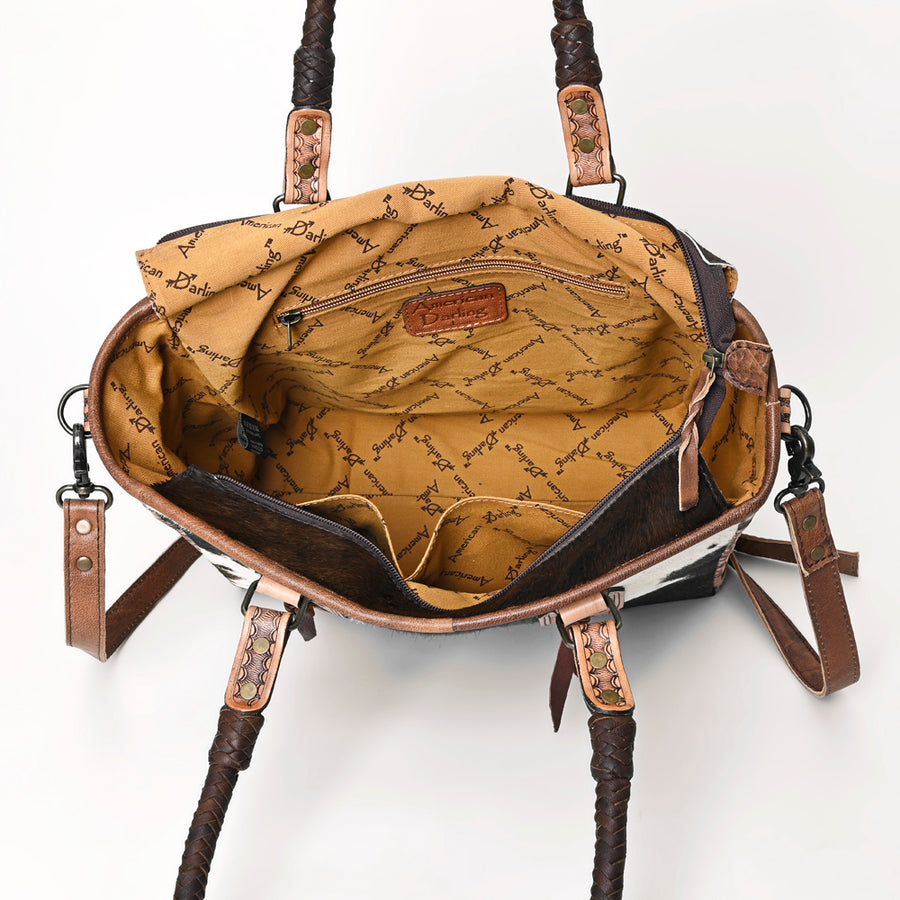 American Darling Tote Hair-On Hand Tooled Genuine Leather Western Women Bag Handbag Purse | Travel Bags College Casual