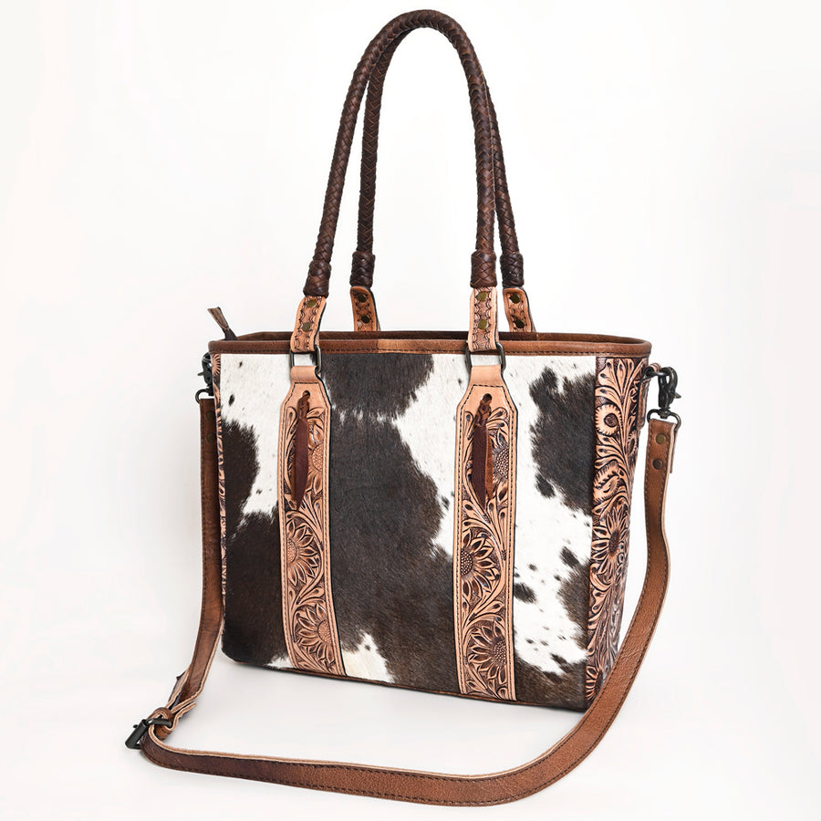 American Darling Tote Hair-On Hand Tooled Genuine Leather Western Women Bag Handbag Purse | Travel Bags College - Uhorse