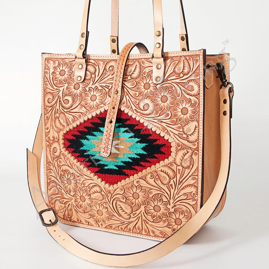American Darling Tote Hand Tooled Saddle Blanket Genuine Leather W. by Hilason – Cowboy and equestrian accessories