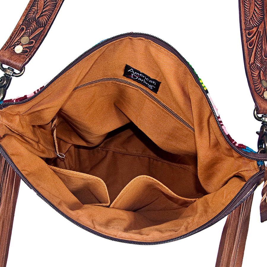American Darling Cross Body Hand Tooled Saddle Blanket Genuine Leather Western Women Bag Handbag Purse | Crossbody for |Cute