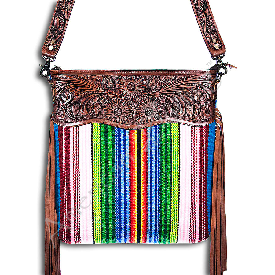 American Darling Cross Body Hand Tooled Saddle Blanket Genuine Leather Western Women Bag Handbag Purse | Crossbody - Uhorse