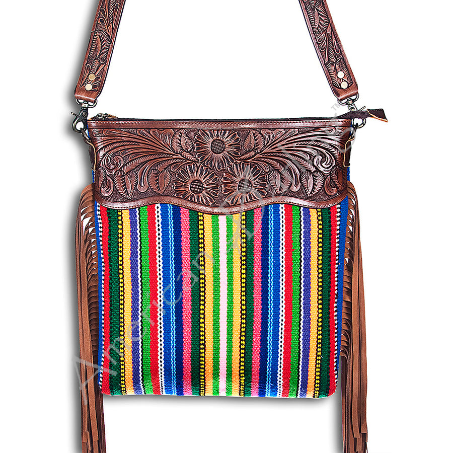 American Darling Cross Body Hand Tooled Saddle Blanket Genuine Leather Western Women Bag Handbag Purse | Crossbody - Uhorse