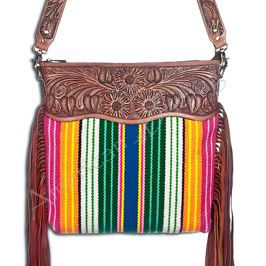 American Darling Cross Body Hand Tooled Saddle Blanket Genuine Leather Western Women Bag Handbag Purse | Crossbody - Uhorse