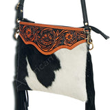 American Darling Small Crossbody Hand Tooled Hair On Genuine Leather Women Bag Western Handbag Purse