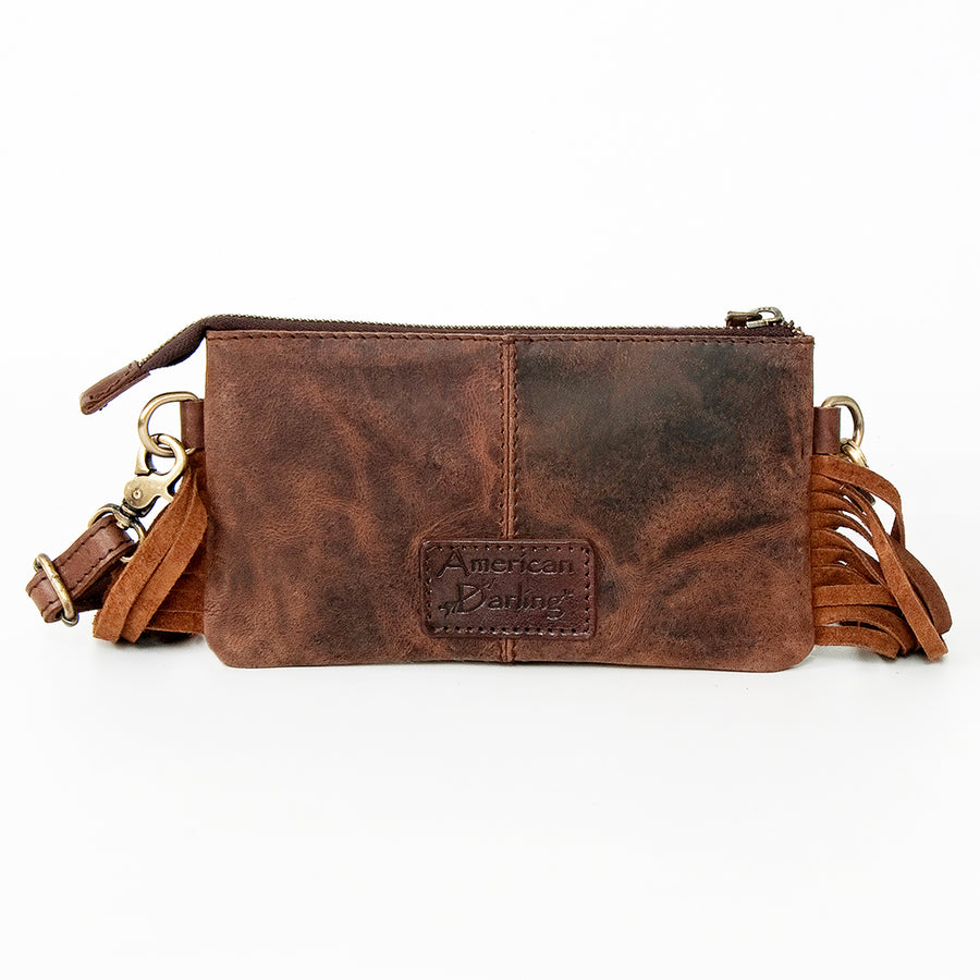 American Darling Small Crossbody Hand Tooled Hair On Genuine Leather women bag western handbag purse