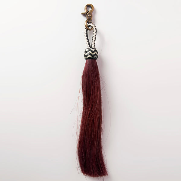 Burgundy tassel keychain with silver hardware - Uhorse