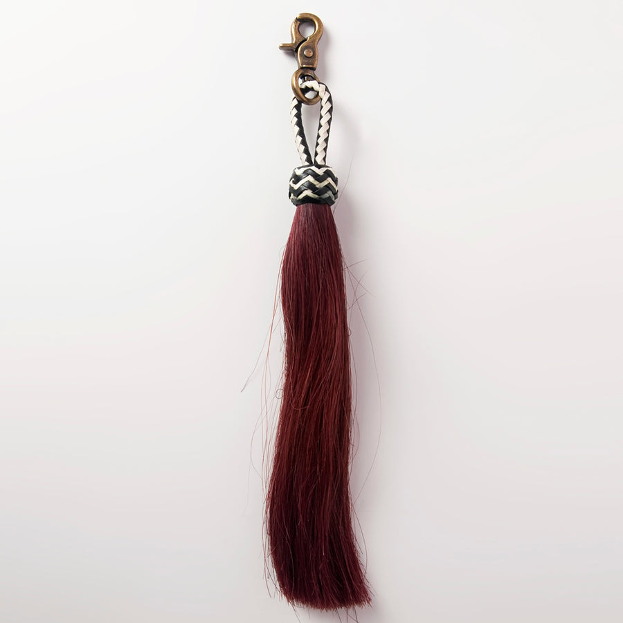 Burgundy tassel keychain with silver hardware - Uhorse