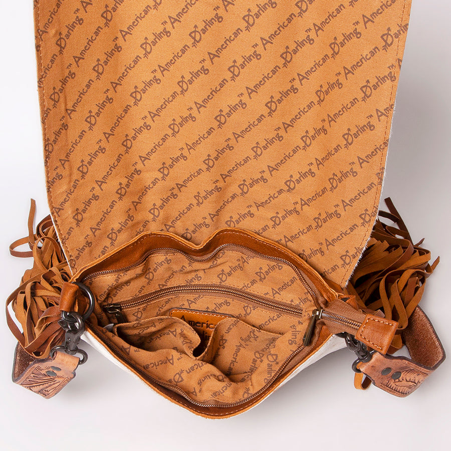 American Darling Messenger Hand Tooled Hair On Genuine Leather Western Women Bag Handbag Purse | Cute