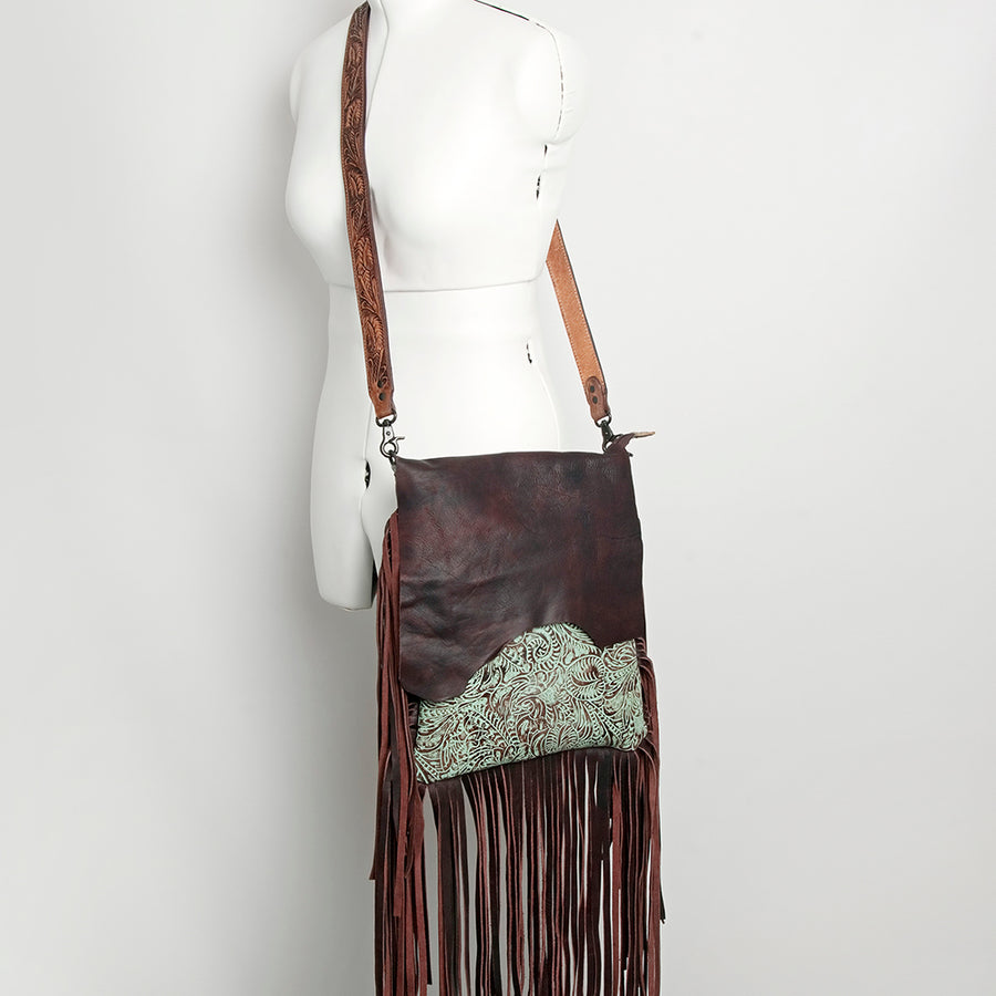 American Darling Messenger Hand Tooled Full Grain Genuine Leather Western Women Bag Handbag Purse | Crossbody for Cute