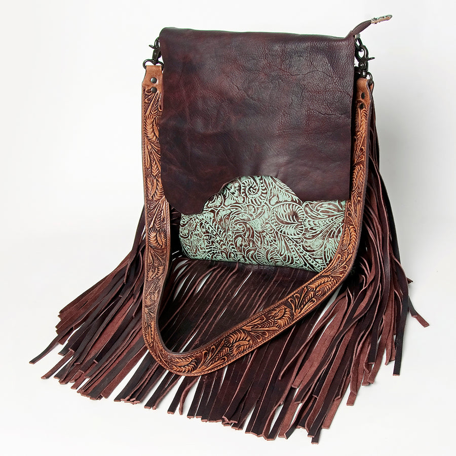 American Darling Messenger Hand Tooled Full Grain Genuine Leather Western Women Bag Handbag Purse | Crossbody for - Uhorse