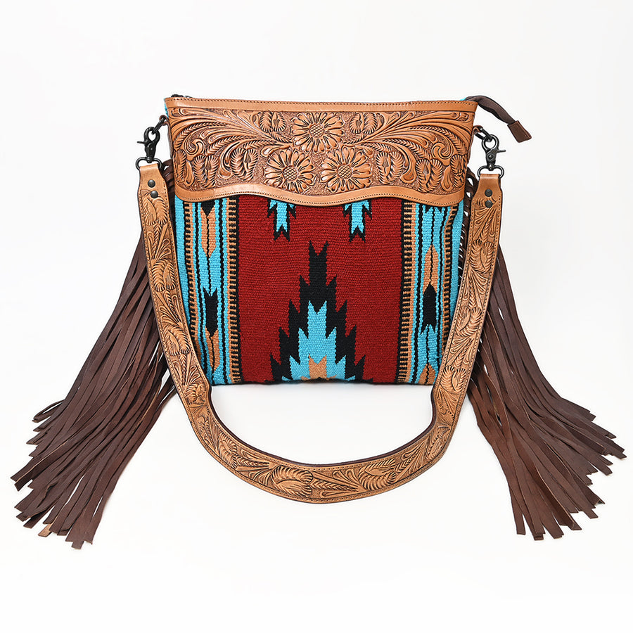 Ameran Darling Women's Crossbody Bag Western Hand Tooled Saddle Blanket Leather Handbag and Ladies Purse