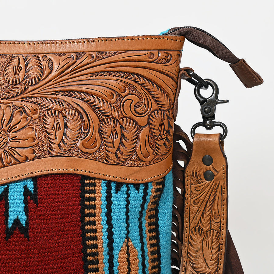 Ameran Darling Women's Crossbody Bag Western Hand Tooled Saddle Blanket Leather Handbag and Ladies Purse