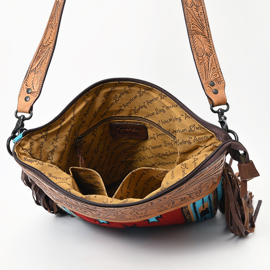 Ameran Darling Women's Crossbody Bag Western Hand Tooled Saddle Blanket Leather Handbag and Ladies Purse