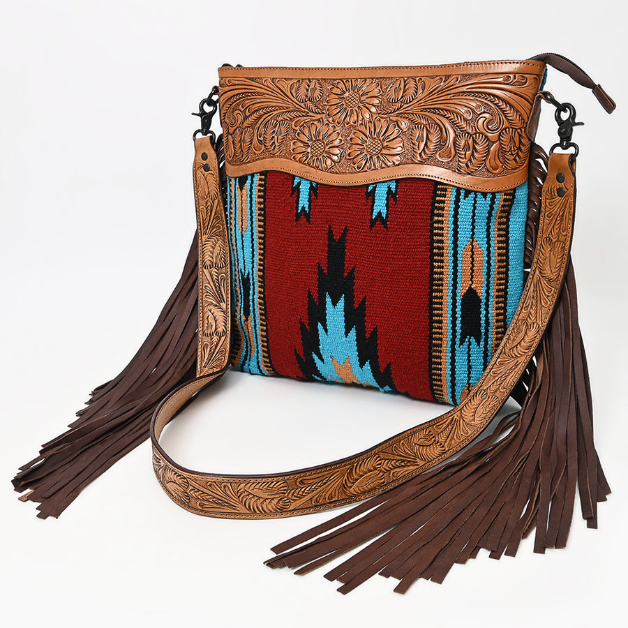 American Darling Signature Crossbody Hand Tooled Saddle Blanket Genuine Leather Western Women Bag Handbag Purse - Uhorse