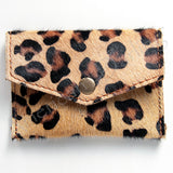 Magenta hair-on cowhide card wallet with white speckled pattern - Uhorse