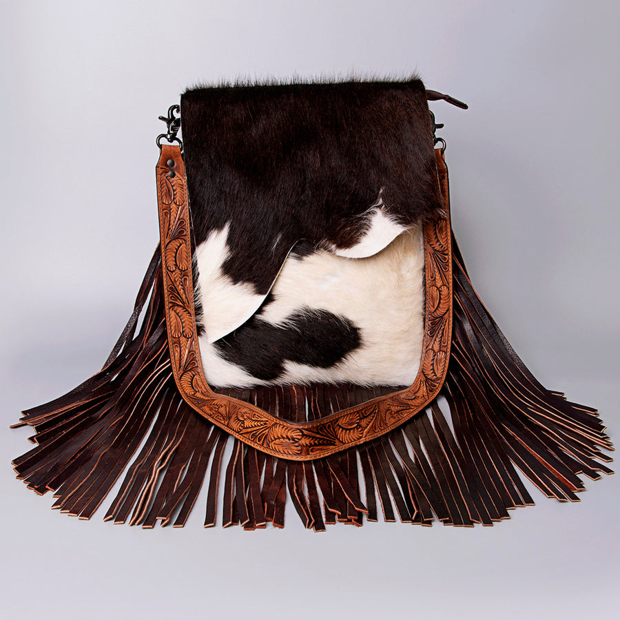 American Darling Messenger Hand Tooled Hair on Genuine Leather Western Women Bag Handbag Purse | Cute