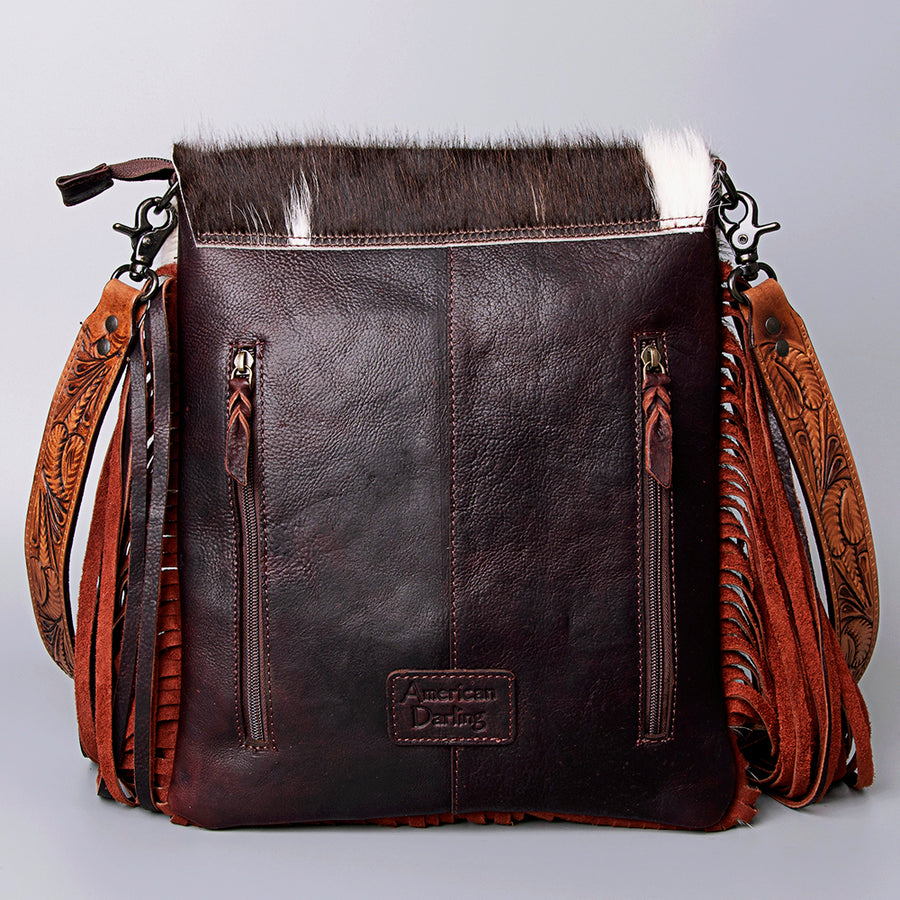 American Darling Messenger Hand Tooled Hair on Genuine Leather Western Women Bag Handbag Purse | Cute