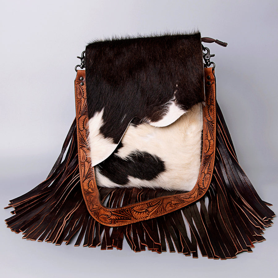 American Darling Messenger Hand Tooled Hair on Genuine Leather Western Women Bag Handbag Purse | Cute - Uhorse