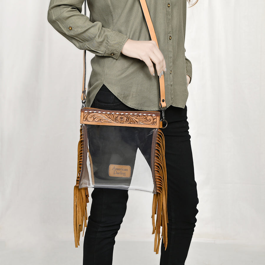 American Darling Clear Bag Hand Tooled Genuine Leather Western Women Handbag Purse | for Cute