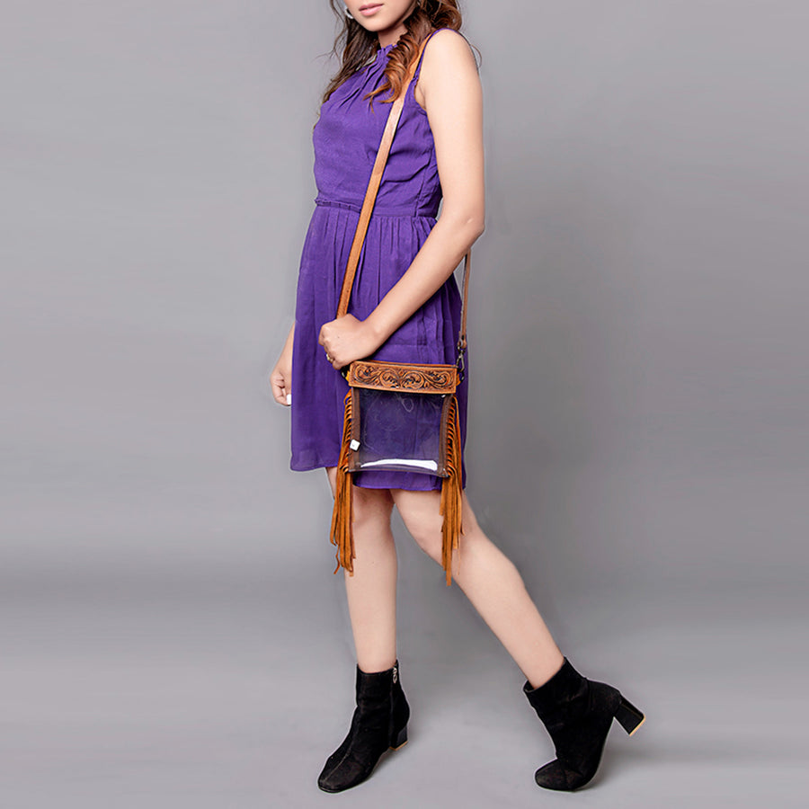 American Darling Clear Bag Hand Tooled Genuine Leather Western Women Handbag Purse | for Cute