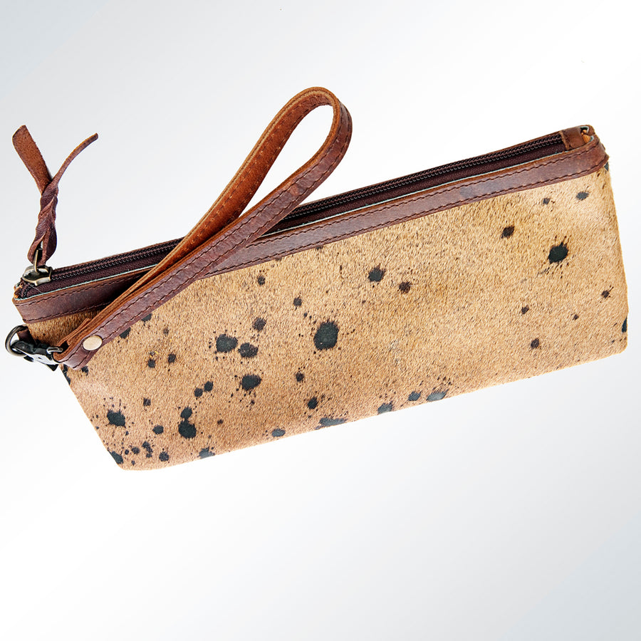 American Darling Wristlet Bag Handcrafted from Floral Embossed Damascus Genuine Leather with YKK Zipper and Wrist Strap