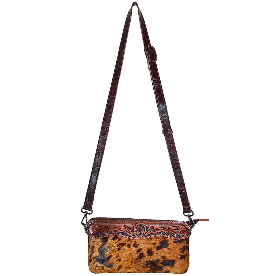 American Darling Small Crossbody Hand Tooled Hair On Genuine Leather Western Women Bag Handbag Purse | for Cute
