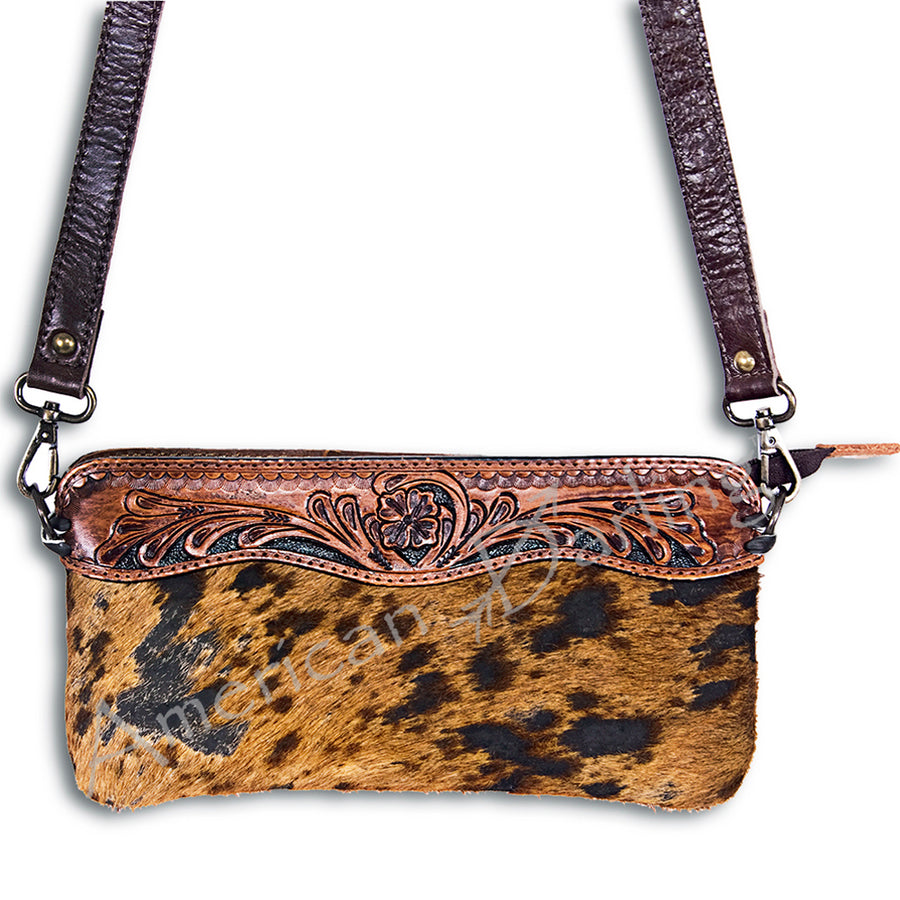 American Darling Small Crossbody Hand Tooled Hair On Genuine Leather Western Women Bag Handbag Purse | for Cute - Uhorse