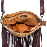 American Darling ADBGS192BRAC2 Messenger Hair On Genuine Leather Women Bag Western Handbag Purse