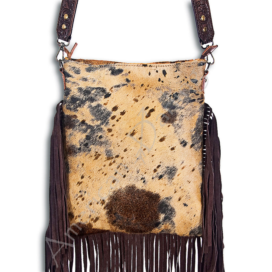 American Darling Large Crossbody Hand Tooled Hair On Genuine Leather Western Women Bag Handbag Purse | Cute - Uhorse