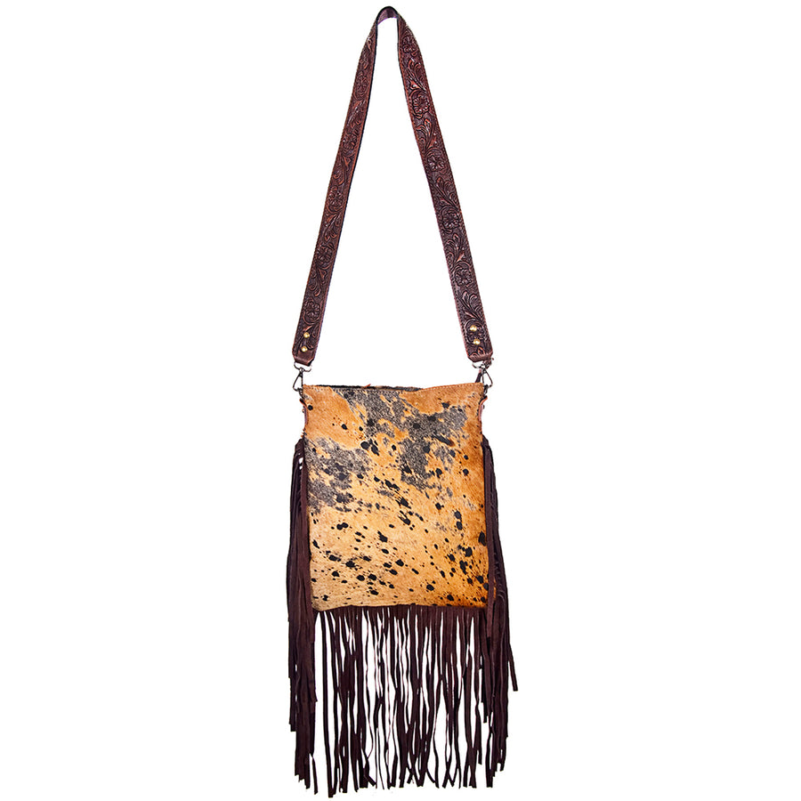 American Darling Messenger Hand Tooled Hair On Genuine Leather Western Women Bag Handbag Purse | Cute