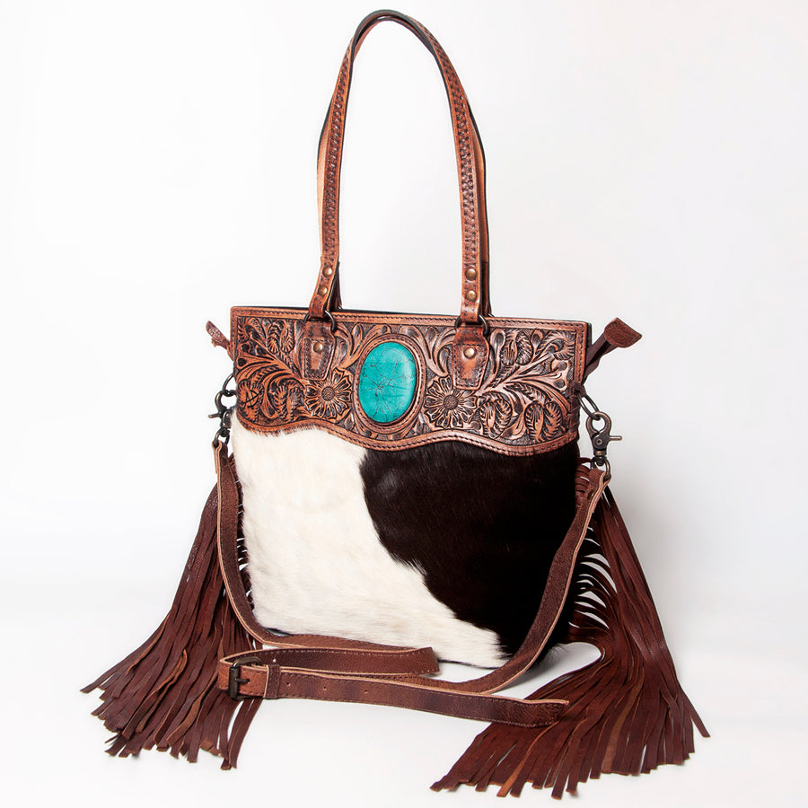 American Darling Messenger Hand Tooled Hair on Genuine Leather Western Women Bag Handbag Purse | Travel Bags - Uhorse