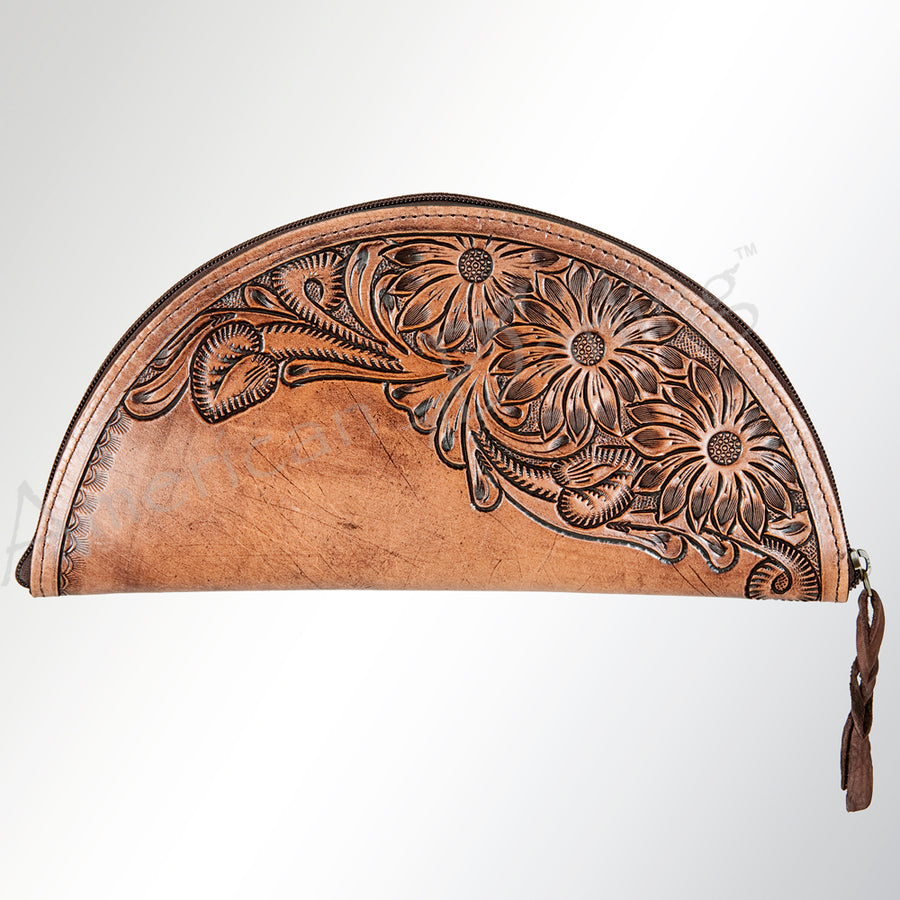 American Darling Taco Bag Handcrafted from Hand Tooled Floral Carved Genuine Leather with YKK Zipper