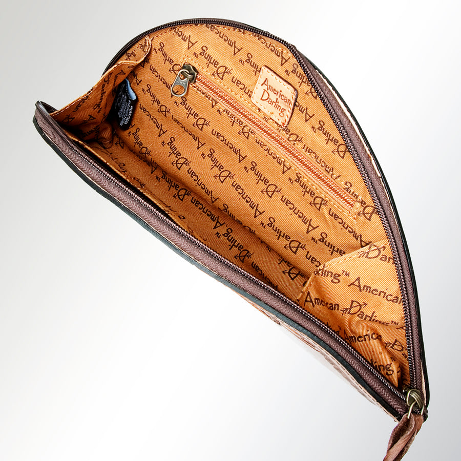 American Darling Taco Bag Handcrafted from Hand Tooled Floral Carved Genuine Leather with YKK Zipper