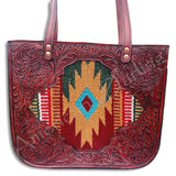 American Darling ADBGH110 Tote Hand Tooled Saddle Blanket Genuine Leather Women Bag Western Handbag Purse