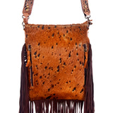 American Darling Messenger Hand Tooled Hair On Genuine Leather Western Women Bag Handbag Purse | Cute