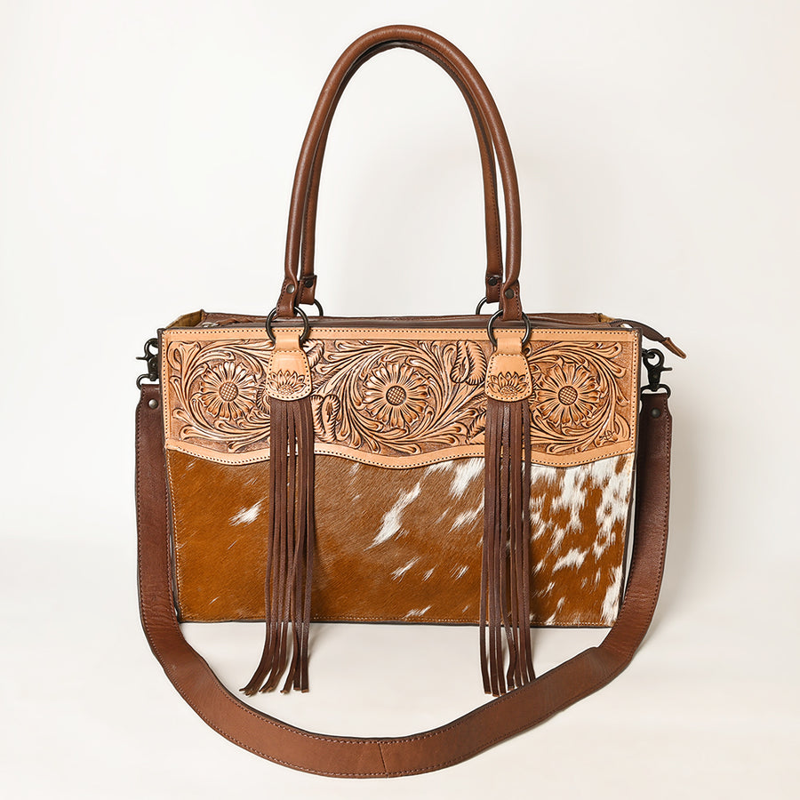 American Darling Tote Hand Tooled Hair on Genuine Leather Western Women Bag Handbag Purse | Travel Bags College Casual