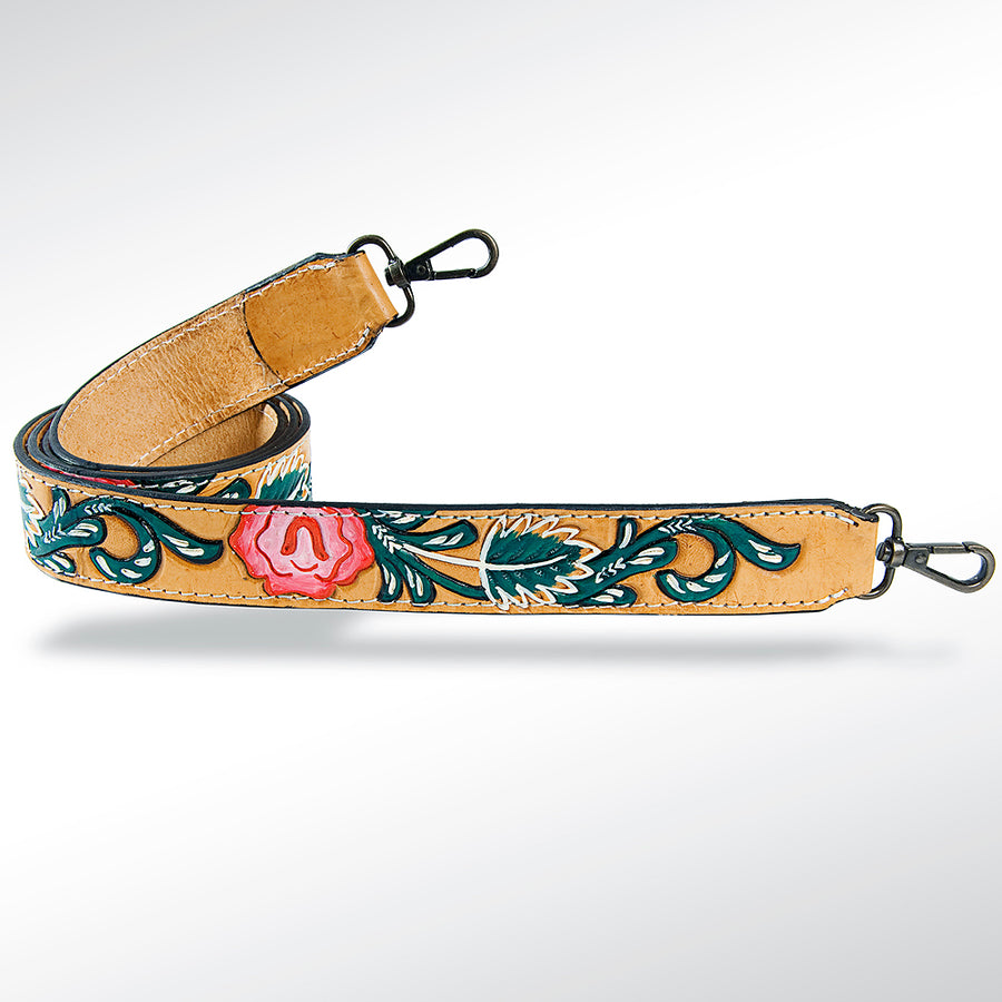 American Darling Hand Tooled Genuine Leather Crossbody Handle Strap for Bags Phone Wallet Purse Clutch