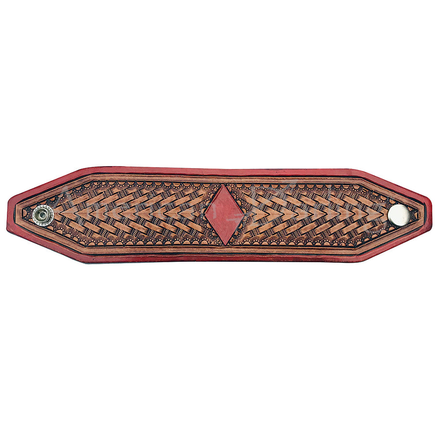 Red leather woven breast collar with diamond centerpiece - Uhorse