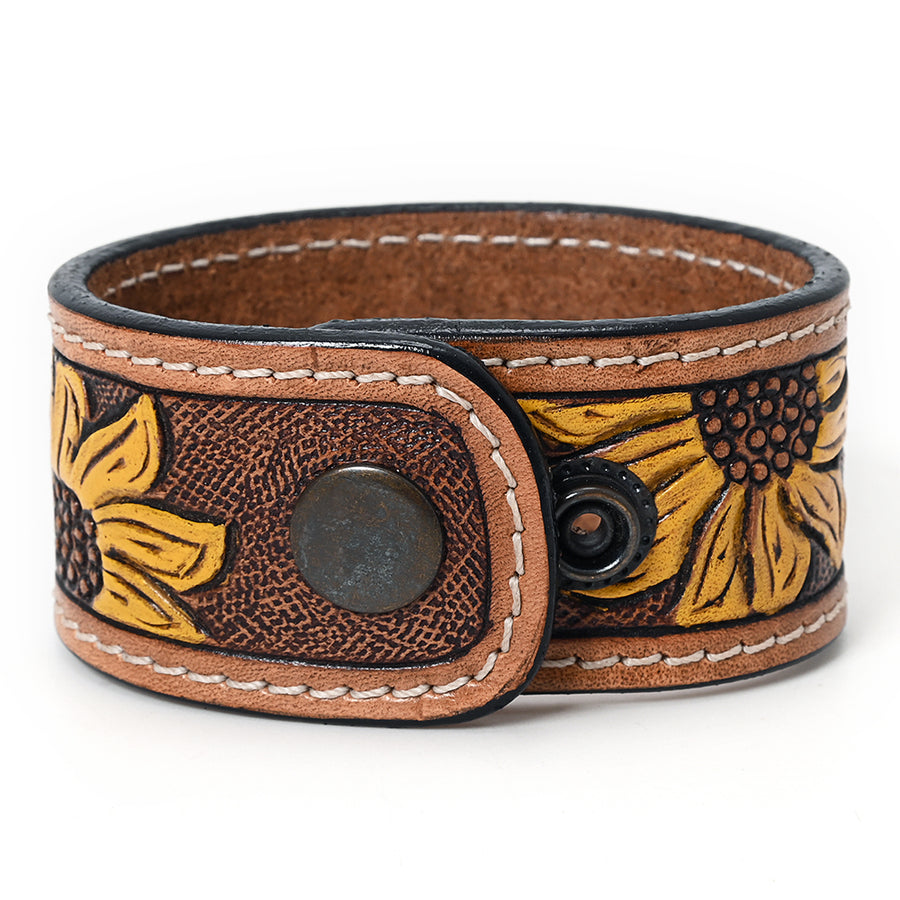 American Darling Bracelet Hand Tooled Carved Genuine Leather Women | Handmade Western Rustic
