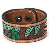 American Darling ADBRF121 Hand tooled carved Genuine Leather Bracelet women