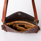 American Darling ADBG476ANTBR Envelope Hand Tooled Genuine Leather Women Bag Western Handbag Purse