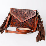 American Darling ADBG476ANTBR Envelope Hand Tooled Genuine Leather Women Bag Western Handbag Purse