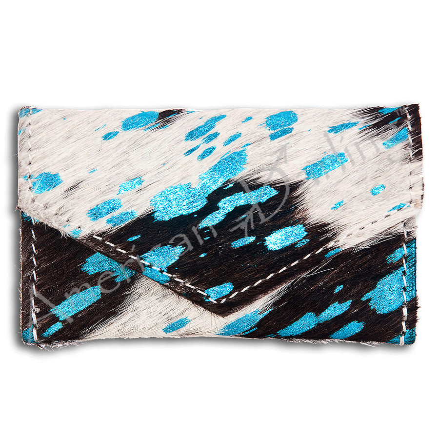 Cowhair wallet with turquoise and black pattern - Uhorse