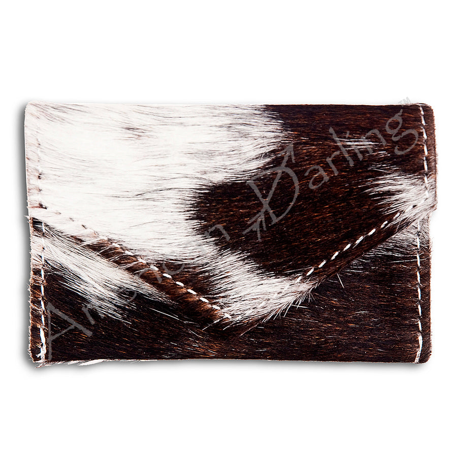 Cowhide leather wallet with white and brown hair-on hide - Uhorse